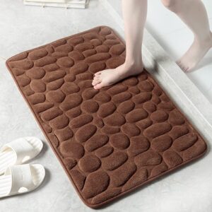 Super Absorbent(memory foam) Bath Mat für die Whole Family im Bathroom(Cobblestone Design)(Cozy Thick Coral Fleece, 50 x