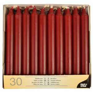 PAPSTAR Tafelkerzen Bordeaux · Größe Ø 2,15 cm x 19,6 cm · Elegant für jeden Anlass