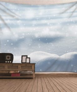 CEVAN Wandbehang Comic Anime + Retro Winter Schneit + 150x130cm Weiß