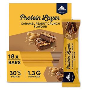 Multipower Protein Layer Bar - Eiweißriegel 18 x 50g für Fitness-Liebhaber - High-Protein-Snack mit Caramel Peanut Crunc