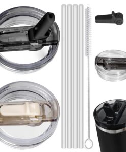 Stanley Cup 40oz Ersatzdeckel 2 Stück Auslaufsicherer Tumbler Abdeckungen Becher mit 4 Trinkhalmen