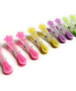 Kerafactum Soft Wäscheklammern zum Aufhängen von Socken und Strandtuch | Flower Retro Style Softgrip 10 Stück