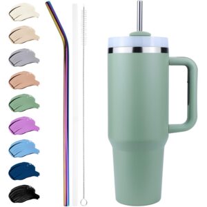 Disoza Thermobecher mit Strohhalm 40 oz Grün | Disoza To Go Coffee Becher mit Strohhalm | Disoza Trinkflasche mit Stroh