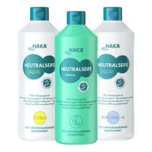 HAKA Neutralseife 3er-Set, Universalreiniger, Haus und Auto | HAKA 3x 1L Neutralseife, pH-neutrales Allzweckreinigungsm