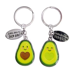 GRUSS & CO Paar-Schlüsselanhänger "Avocado" - Geschenk für zwei, Paare, 8 cm x 3 cm - Schlüssel-Set