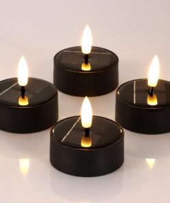 4er Solar LED Teelichter Outdoor Wasserdicht mit Timerfunktion & Warmweißes Flackern - Ideal für Garten-Camping-Treffen