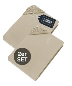 SCHÖNER WOHNEN Luxus Spannbetttücher 90x200cm - Öko-Tex Zertifiziert für Matratzen bis 30 cm & Boxspringbett - Beigebett