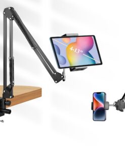 PhieeSeriy Tablet-Halterung für Bett - flexibler Aluminiumarm, für iPad 4-12,9 Zoll, iPhone - metallische Basis, Handyha