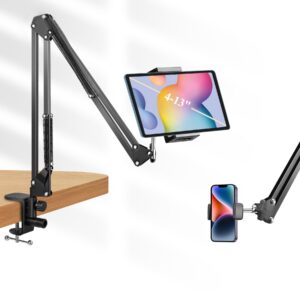 PhieeSeriy Tablet-Halterung für Bett - flexibler Aluminiumarm, für iPad 4-12,9 Zoll, iPhone - metallische Basis, Handyha