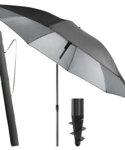 Menz Sonnenschirm Balkon UV50+ - Anthrazit Recycled Standard - Strandschirm 180 cm mit Knickfunktion