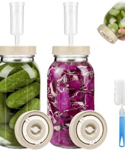 Fermentiergläser 2L 2 Stück mit Gärventil Datumsanzeige Breiter Mund für Kimchi Sauerkraut Sauerteig