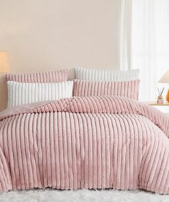 Lanqinglv Warme Winter Flauschig Flanell Bettwäsche 135x200 Rosa Kuschelig Cashmere Touch mit Reißverschluss Lanqinglv W