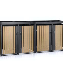 Zelsius Mülltonnenbox 4er Anthrazit|Rohrversteck|Für Garten|Müllabfuhr|120-240 Liter|Risiko Kostenlos|RAL 7016