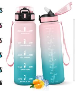 HoneyHolly Trinkflasche 1L Auslaufsicher BPA-Frei mit Strohhalm