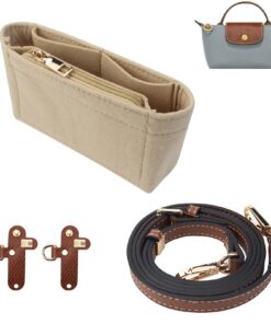 GMMG Leder Mini Longchamp Tasche und Schultergurt, Organisationstasche und Handbag Insert für Frauen