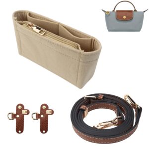 GMMG Leder Mini Longchamp Tasche und Schultergurt, Organisationstasche und Handbag Insert für Frauen