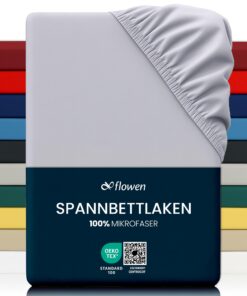 Flowen Spannbettlaken Hellgrau 200x200 cm für Atmungsactive Hypoallergene Bett Atmungsaktive Hypoallergene Spannbettlake