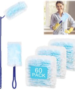 60 Stück Teleskopic Staubmagnet Nachfüllpack mit Handgriff für Haustiere und Hausreinigung | Duster mit einwegigen Stau
