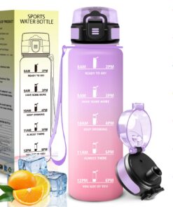 HoneyHolly Trinkflasche 1L mit Zeitmarkierung - Auslaufsicher für Fitnessstudio & Outdoor