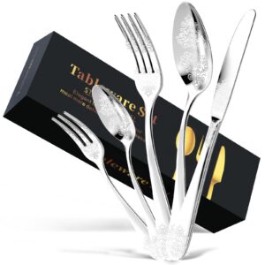 DRAGON RIOT Silberbesteck Set 6 Personen - Edelstahl Besteck für Haushalt & Party | DRAGON RIOT Messer Gabel Löffel Bes