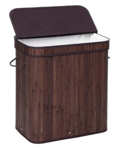 SONGMICS Bambus-Wäschekorb mit Griff für Schlafzimmer und Waschküche, faltbar und ideal zum Sortieren von Wäsche, 100 l,