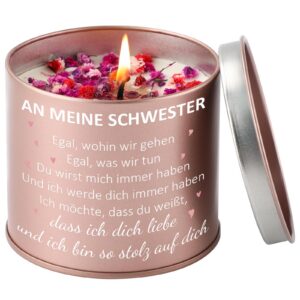 CadeauJoie Schwester Geschenk, Beste Geschenk für Schwester, Lavendel Kerze 225g aus Metall