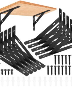 10 Stück Metall Schwerlast Konsole Wandwinkel für Haushaltsgeräte, 150 x 95mm, Schwarz | 90 Grad Regalträger, 10 Stück,