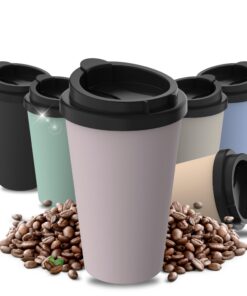 Thermobecher Kaffee to go Bio-Kunststoff 350 ml BPA-frei & recyclebar - Made in Germany - Büro, Auto, Schule - Fliederes