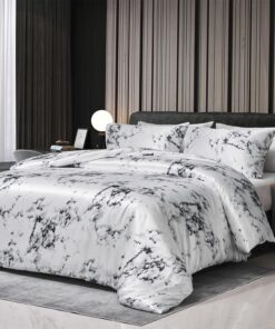 Boqingzhu Edel Seide Bettwäsche Set 200x220cm Sommer Winter Modern Aesthetic Grau Optik