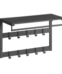 VASAGLE Wandgarderobe mit 10 abnehmbaren Haken anthrazitgrau-schwarz LCR101B04 für Flur & Schlafzimmer