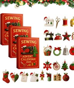 Näh-Adventskalender 2025: 24-Tage-Weihnachts-Countdown-Überraschungsbox für Nähliebhaber | Festliche 2D-Hängedekoration