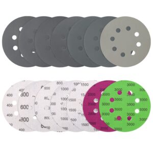 VIBRATITE 70 Stück Schleifpapier für Auto, Metall und Holz - 125mm Klett, Nass und Trocken Schleifscheiben Körnung 400-3