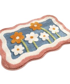Badmatte 16x24 Blumenmuster Nachahmung Kaschmir stark absorbierend zottelig nicht rutschfests Badezimmerzubehör