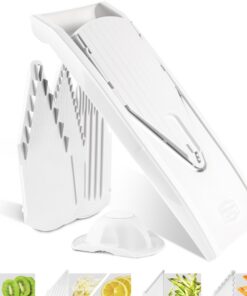 Börner Gemüsehobel V1 Starter Set - Verstellbarer V-Hobel mit 4 Einsätzen für Scheiben Streifen Würfel - Gemüseschneider