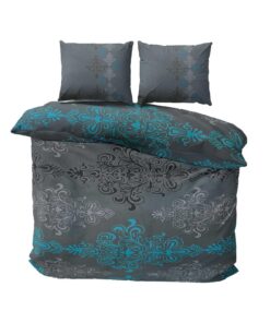 Aura Petrol Ganzjahres Bettwäschen-Set 200x200 Baumwolle weich & atmungsaktiv, Bettbezug und Kissenbezug 80x80 cm mit Re