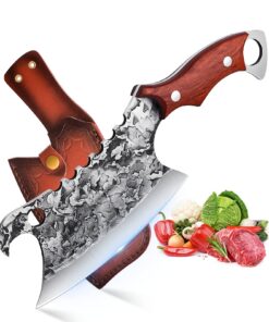 DRAGON RIOT Scharfes Küchenmesser mit Holzgriff, Handgeschmiedet für Profi und Fleischer, Outdoor- und Küche Nutzung, 30