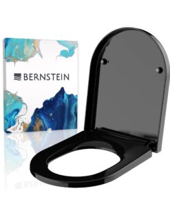 BERNSTEIN WC-Sitz mit Absenkautomatik U1002 SchwarzSoft-Close-FunktionToilettensitz Duroplast Edelstahlbefestigung