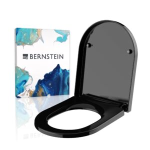 BERNSTEIN WC-Sitz mit Absenkautomatik U1002 SchwarzSoft-Close-FunktionToilettensitz Duroplast Edelstahlbefestigung