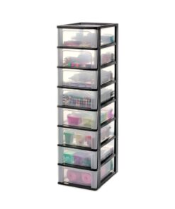 Iris Ohyama Schwarz Kunststoff Schubladenbox für Büro OCH-2008 BPA-frei A4-A5-A6