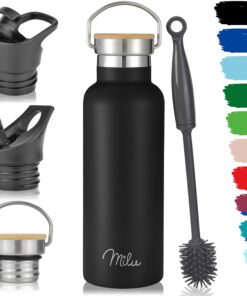 Milu Edelstahl Trinkflasche 500ml, Schutzdeckel inklusive - Ideal für Sport und Outdoor-Aktivitäten - doppelt gewandig,