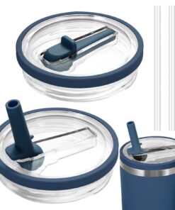 Luxoraiova 2-Stück-Ersatzdeckel für 40oz Becher mit transparenten Trinkhalmen und wiederverwendbaren, auslaufsicheren un