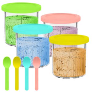 YATOSEEN 4 Stück Ersatz für Ninja CREAMi Deluxe Pints und Deckel | Spülmaschinenfest | Für Familien
