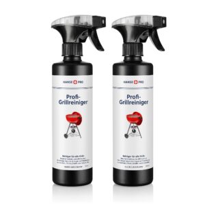 Hanse Pro Profi-Grillreiniger, 2 x 500 ml I löst hartnäckige Verkrustungen und Rückstände I für Grillrost, Herdplatten,