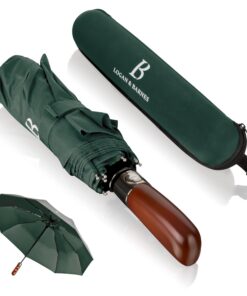 LOGAN & BARNES Sturmsicheres Regenschirm Model Dublin - Waterproof bis 140 km/h mit echtem Holzgriff