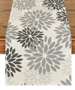 Artoid Mode Blumen Grau Dahlien Tischläufer für Küche und Wohnzimmer, perfekt für Sommer- und Herbstdekoration bei Party