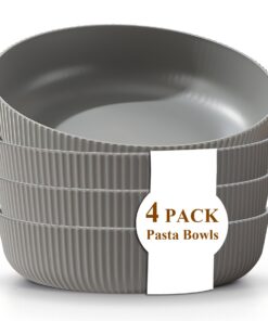 Kyraton Unzerbrechliche Kunststoff-Schalen Set von 4 für Suppe, Salat und Pasta - Grau, 1,1L - Ideal für zu Hause, Resta