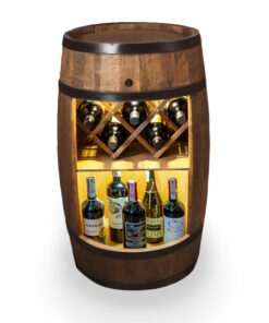 CREATIVE COOPER Weinregal LED für Hausbar - Rustikal deko - 80x50cm Dunkelbraun | CREATIVE COOPER Fass.bar mit Weinhalt