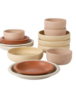 Oprah's Favorite Things Bloomhouse Korsika Clay Geschirr-Set, 16-teilig, Steingut, rustikale reaktive Glasur, Set für 4