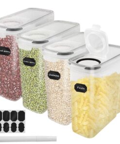 4 Stück Luftdichte Vorratsdosen 4L BPA-frei mit Deckel, Aufklebern & Markierstift für Küche Mehl Nudeln Cornflakes