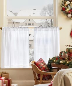 TOPICK Modern Küchenvorhänge Landhausstil H60xB65 cm Weiß OEKO-TEX STANDARD 100